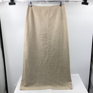 Vintage Oscar de la Renta Almond Beige Wool Maxi Skirt Size 10